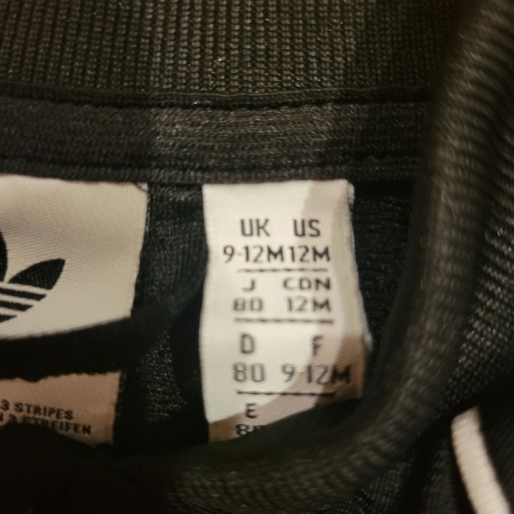 Adidas Black Baby Track Zip Up Jacket Size 12 months - Picture 3 of 7